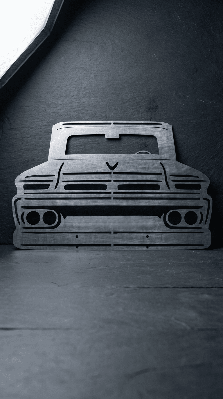 1963 GMC C1500 Truck Front – Hand - Painted 14 - Gauge Steel Wall Art - SRT Metalworks