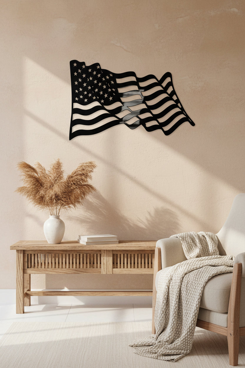 American Flag Waving - SRT Metalworks
