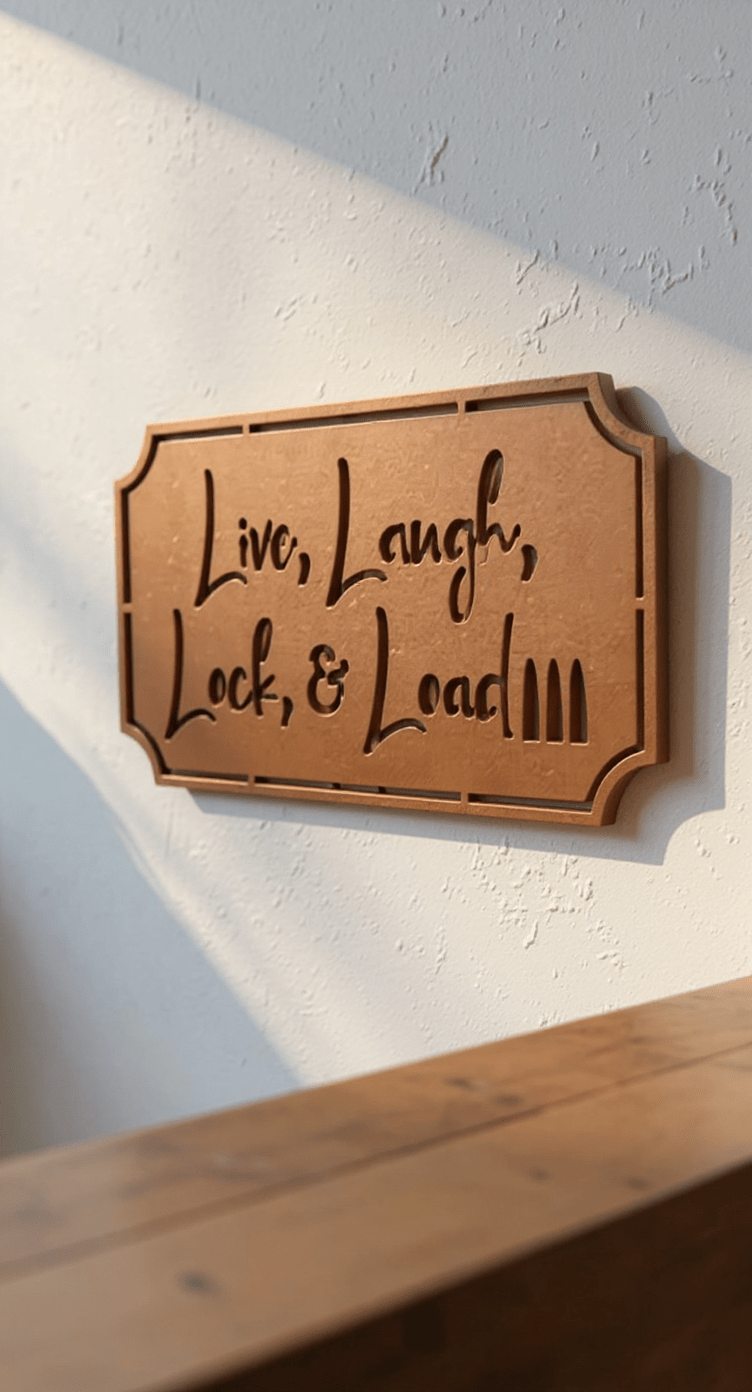 Live, Laugh, Lock & Load, 14 - Gauge Steel Wall Art Sign with Paint Options - SRT Metalworks