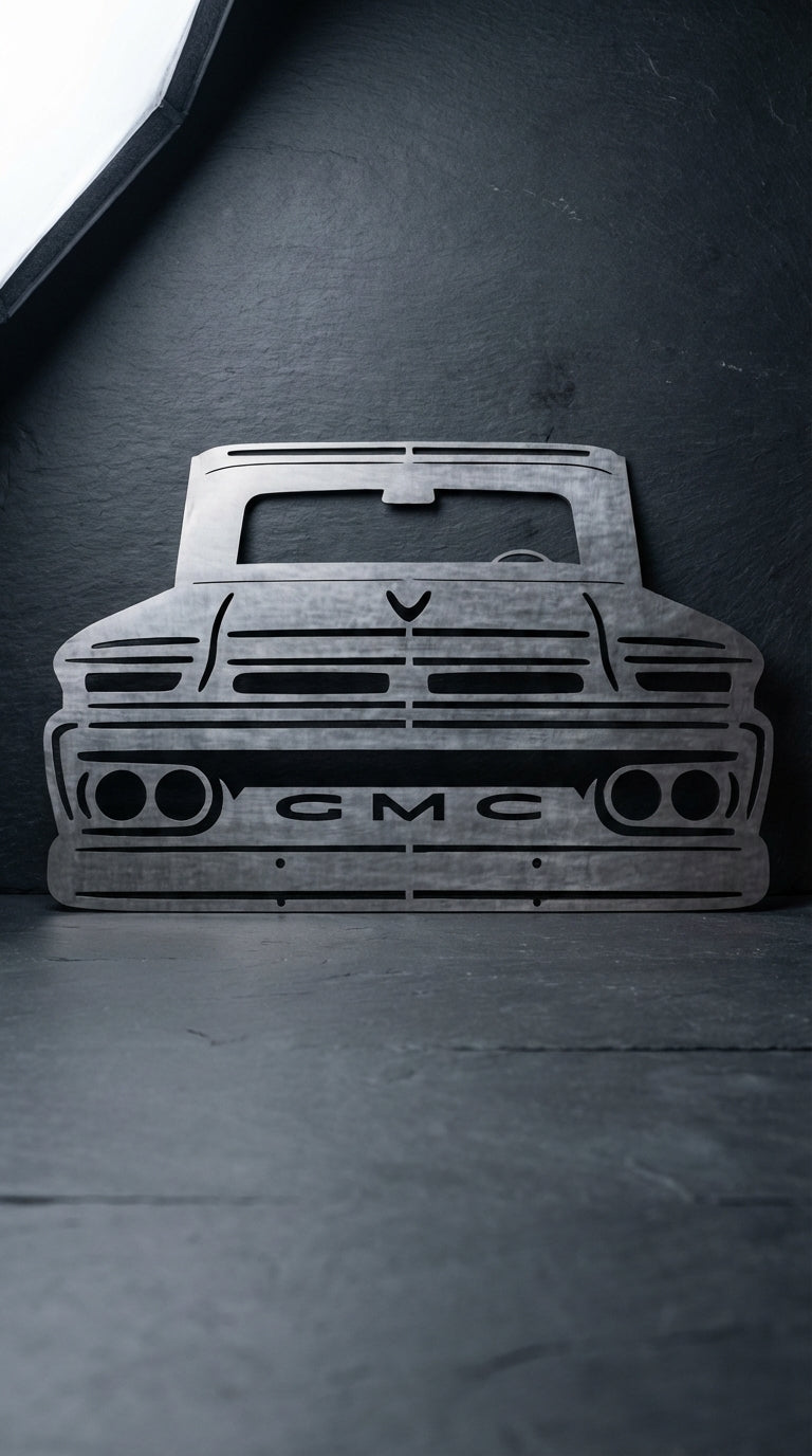 1963 GMC C1500 Truck Front with GMC – Hand - Painted 14 - Gauge Steel Wall Art - SRT Metalworks