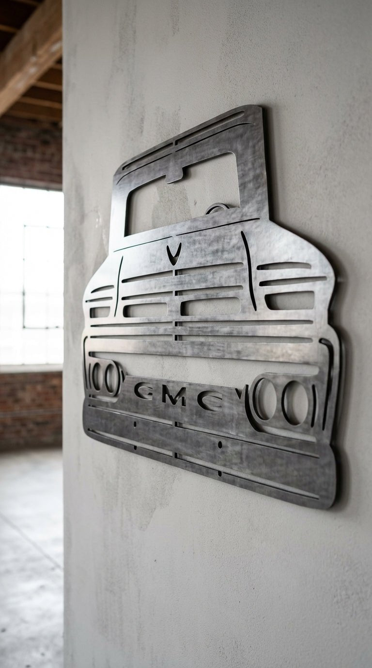 1963 GMC C1500 Truck Front with GMC – Hand - Painted 14 - Gauge Steel Wall Art - SRT Metalworks