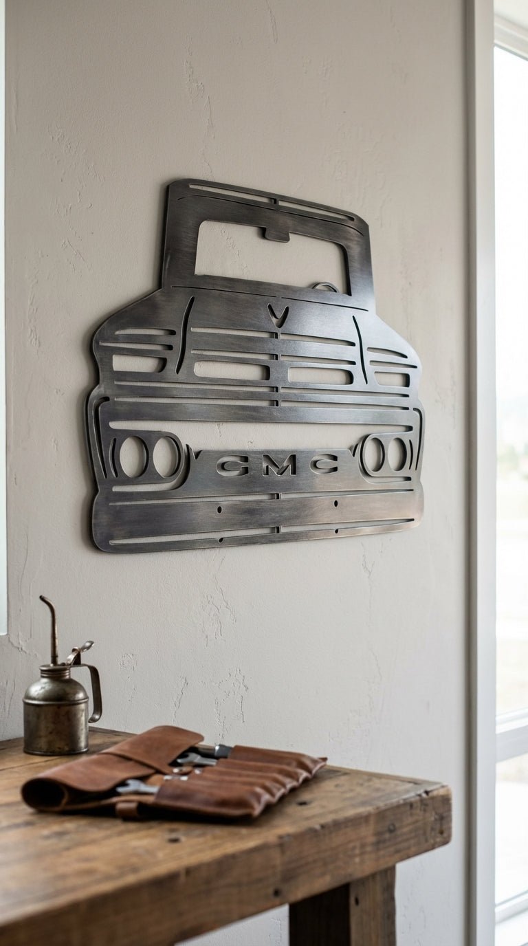 1963 GMC C1500 Truck Front with GMC – Hand - Painted 14 - Gauge Steel Wall Art - SRT Metalworks