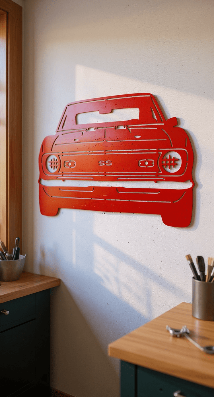 1968 Chevy Camaro Front View Metal Wall Art, 14 - Gauge Steel - SRT Metalworks