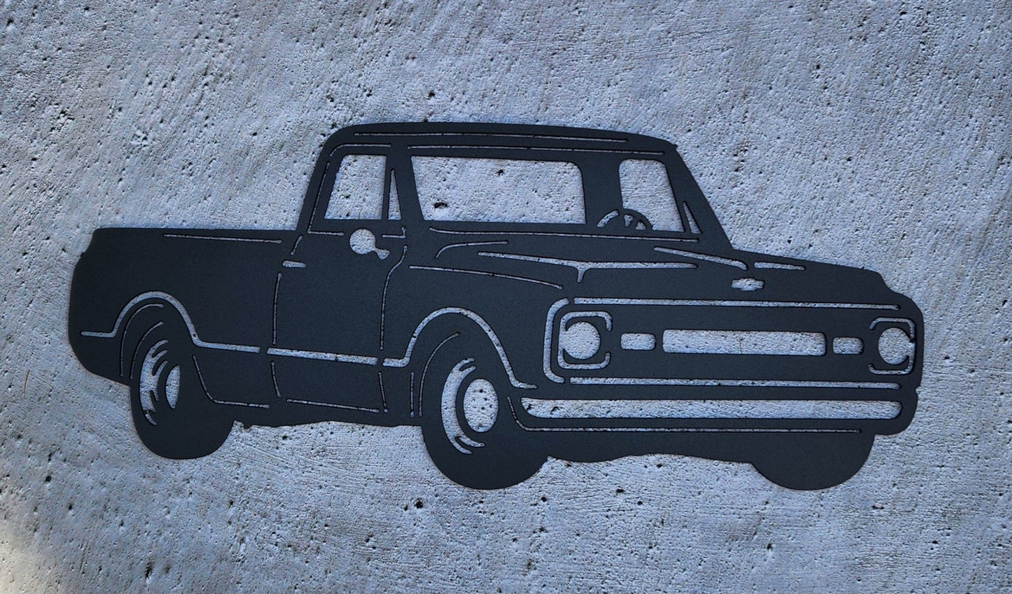 1969 Chevy C10 Metal Wall Art, 14 - Gauge Steel - SRT Metalworks