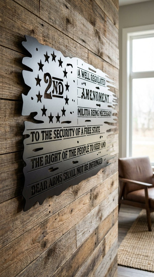 2A Tattered Flag – Hand - Painted 14 - Gauge Steel Wall Art - SRT Metalworks