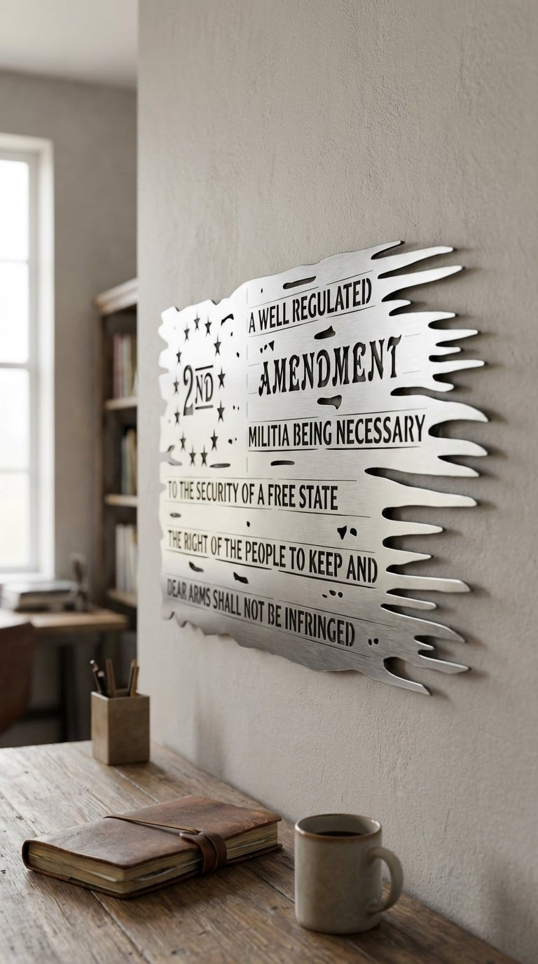 2A Tattered Flag – Hand - Painted 14 - Gauge Steel Wall Art - SRT Metalworks