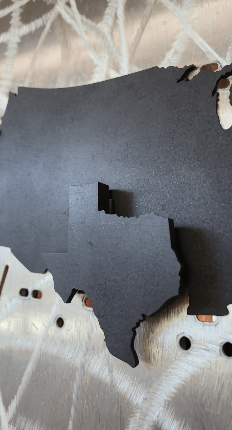 3D Texas USA – Hand - Painted 14 - Gauge Steel Wall Art - SRT Metalworks