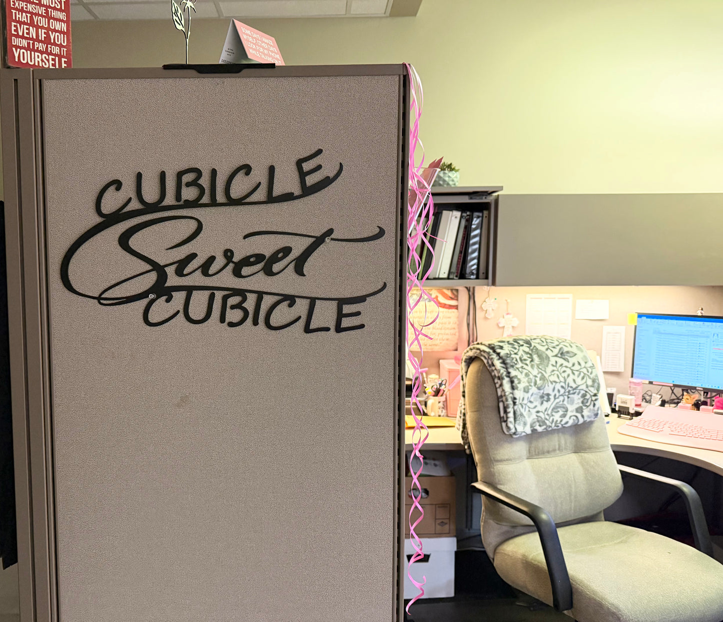 Cubicle Sweet Cubicle Metal Wall Art 22x12, 14-Gauge Steel, Painted & Sealed