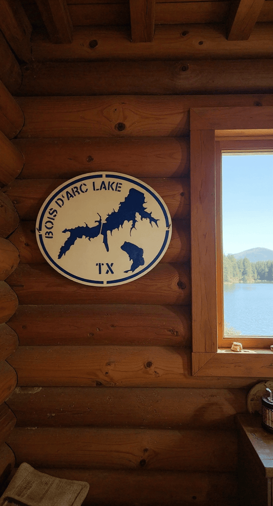 Bois D’arc Lake Wall Art 20x16, 14 - Gauge Steel, Hand - Painted & Sealed - SRT Metalworks