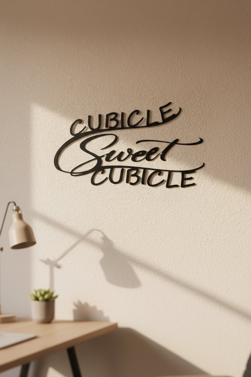 Cubicle Sweet Cubicle Metal Wall Art 22x12, 14 - Gauge Steel, Painted & Sealed - SRT Metalworks