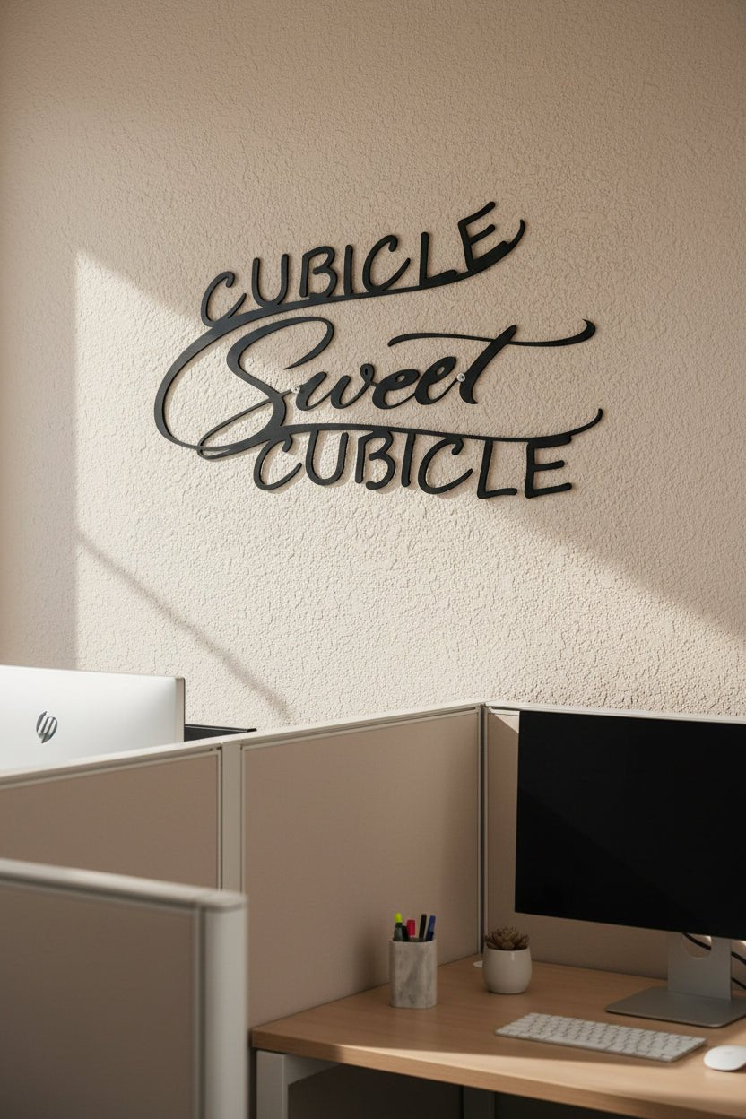 Cubicle Sweet Cubicle Metal Wall Art 22x12, 14 - Gauge Steel, Painted & Sealed - SRT Metalworks