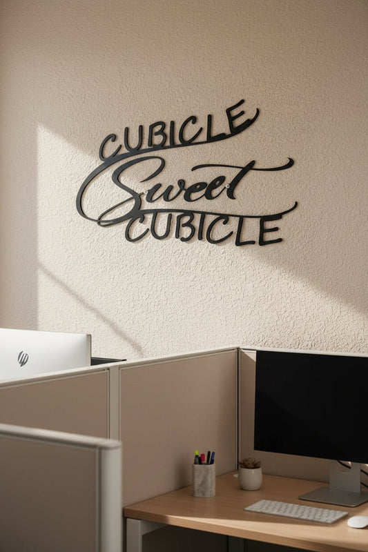 Cubicle Sweet Cubicle Metal Wall Art 22x12, 14 - Gauge Steel, Painted & Sealed - SRT Metalworks