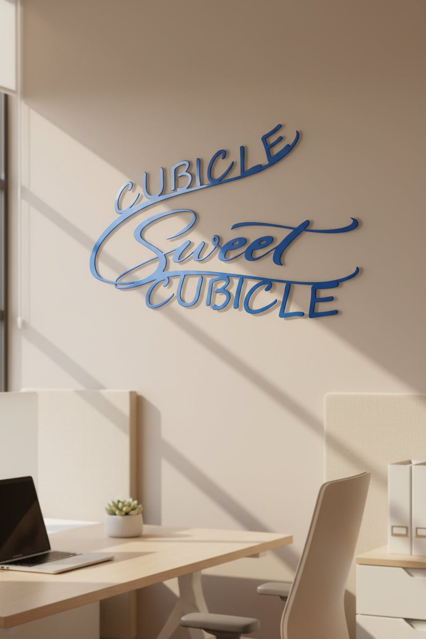 Cubicle Sweet Cubicle Metal Wall Art 22x12, 14 - Gauge Steel, Painted & Sealed - SRT Metalworks