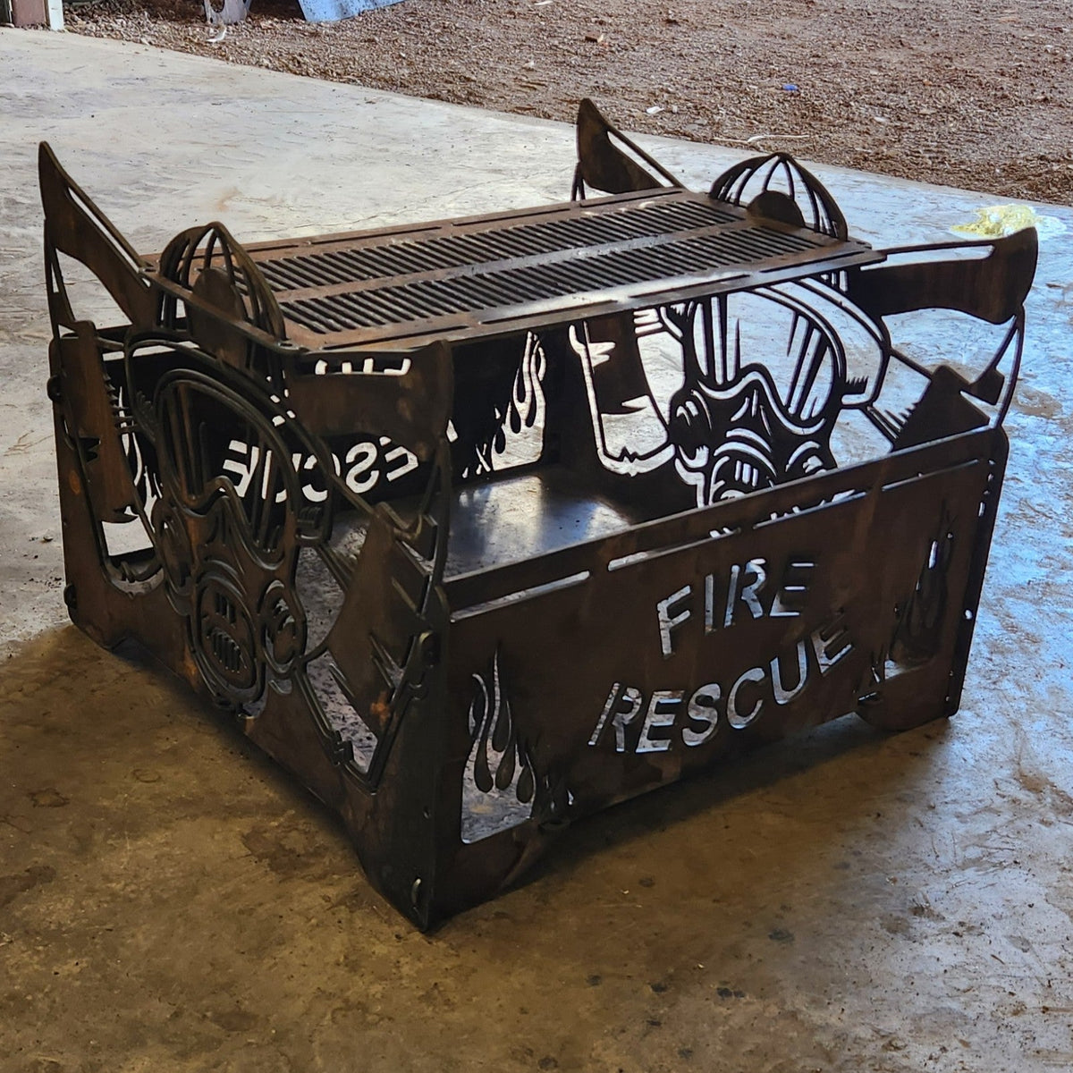 Fire Department Fire Pit, 10-Gauge Steel, Bare Metal, Pinned Modular Design - SRT Metalworks