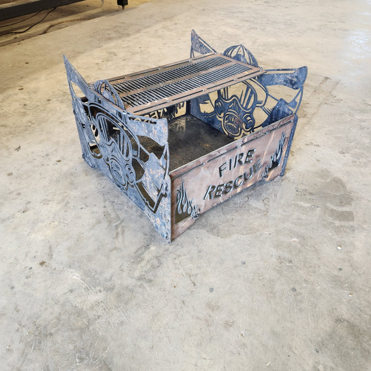 Fire Department Fire Pit, 10-Gauge Steel, Bare Metal, Pinned Modular Design - SRT Metalworks