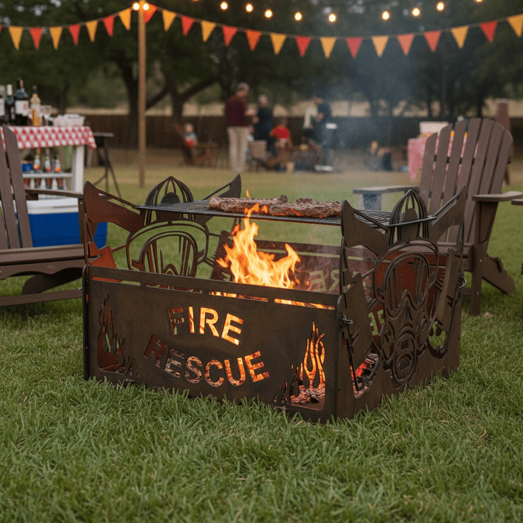 Fire Department Fire Pit, 10-Gauge Steel, Bare Metal, Pinned Modular Design - SRT Metalworks