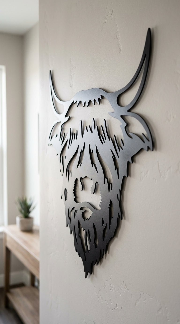 Highland Cow – Hand - Painted 14 - Gauge Steel Wall Art - SRT Metalworks
