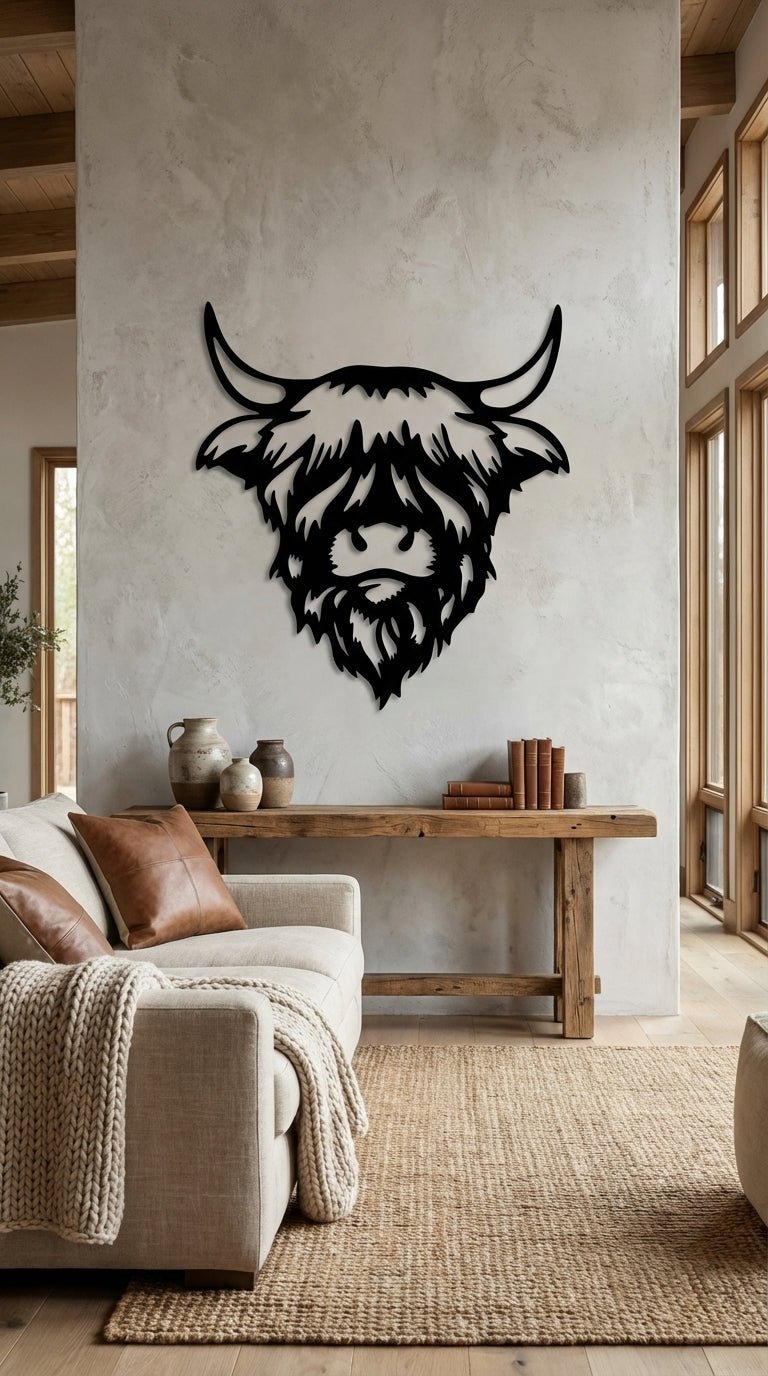 Highland Cow – Hand - Painted 14 - Gauge Steel Wall Art - SRT Metalworks