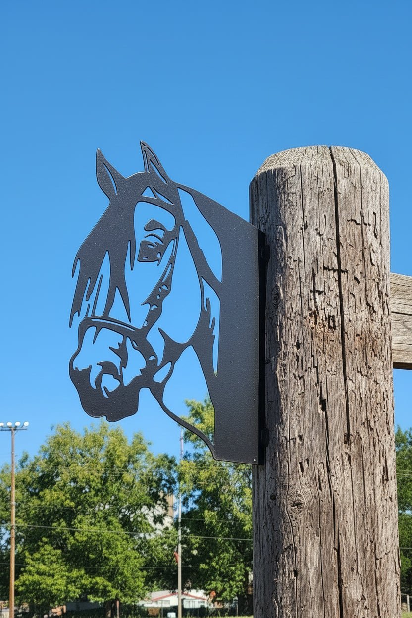 Horse Head Fence & Mailbox Metal Art, 14 - Gauge Steel - SRT Metalworks