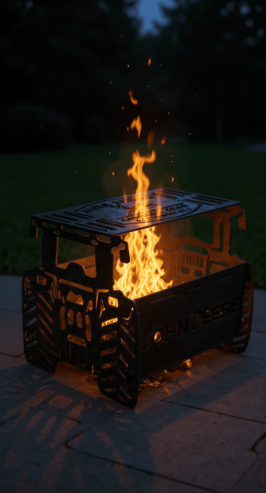 John Deere Tractor Fire Pit, 10 - Gauge Steel, Pinned Modular Design, Bare Metal - SRT Metalworks