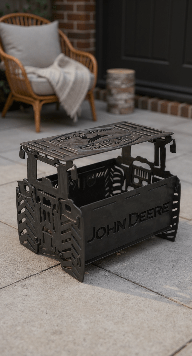 John Deere Tractor Fire Pit, 10 - Gauge Steel, Pinned Modular Design, Bare Metal - SRT Metalworks