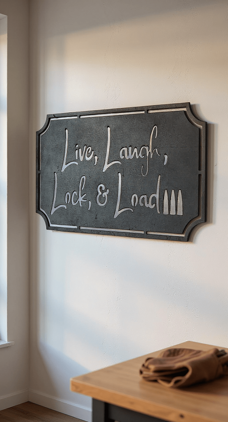 Live, Laugh, Lock & Load, 14 - Gauge Steel Wall Art Sign with Paint Options - SRT Metalworks
