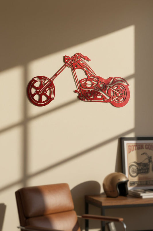 Longfork Rebel Chopper Motorcycle Metal Wall Art, 14 - Gauge Steel - SRT Metalworks