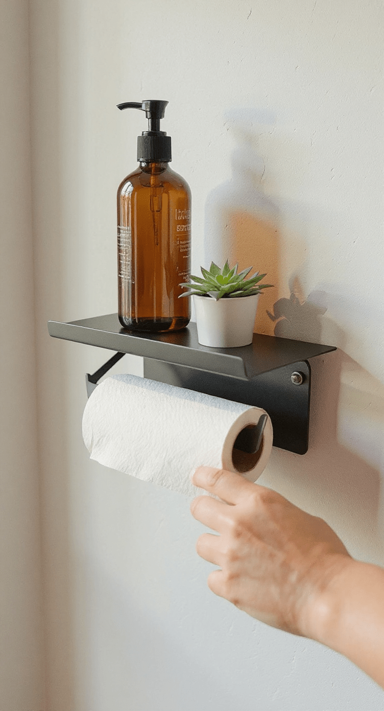 Paper Towel Holder with Built - In Shelf, 14 - Gauge Steel, Painted, 16x5 Shelf - SRT Metalworks