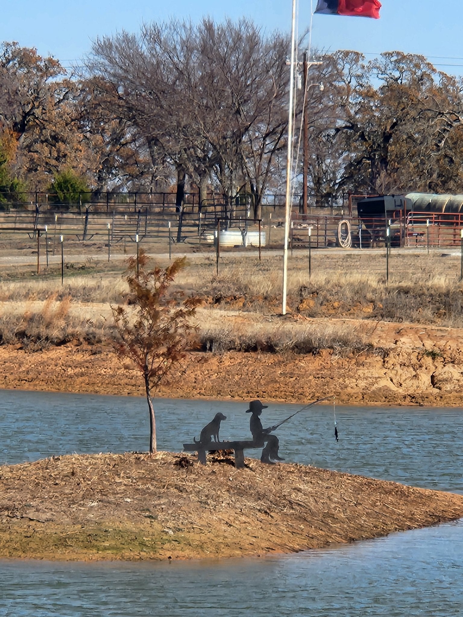 “Simple Times” – Boy Fishing with Dog Metal Yard Art - SRT Metalworks