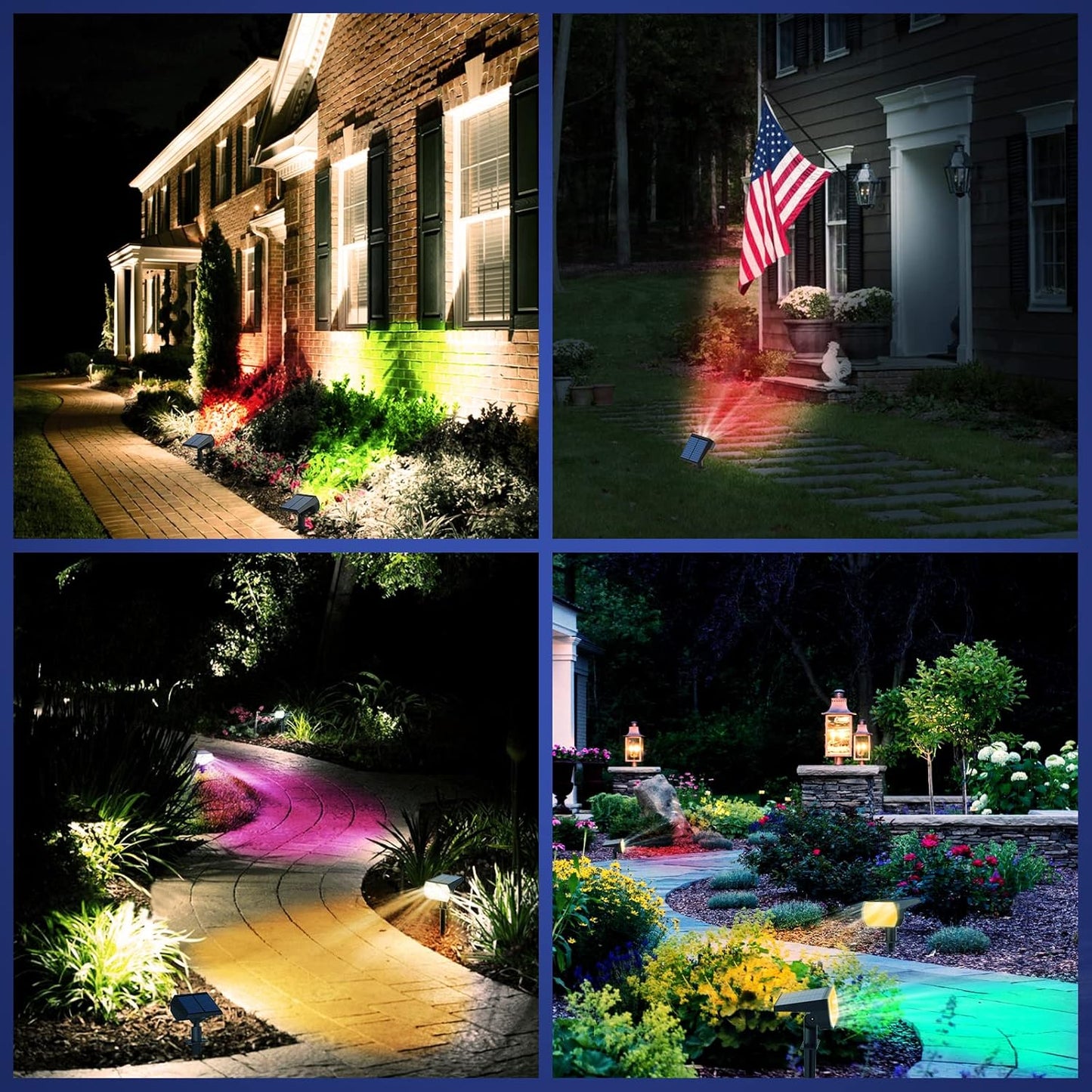 Solar RGB Landscape Lights for Yard, Signs, and Outdoor Displays (4 - Pack) - SRT Metalworks