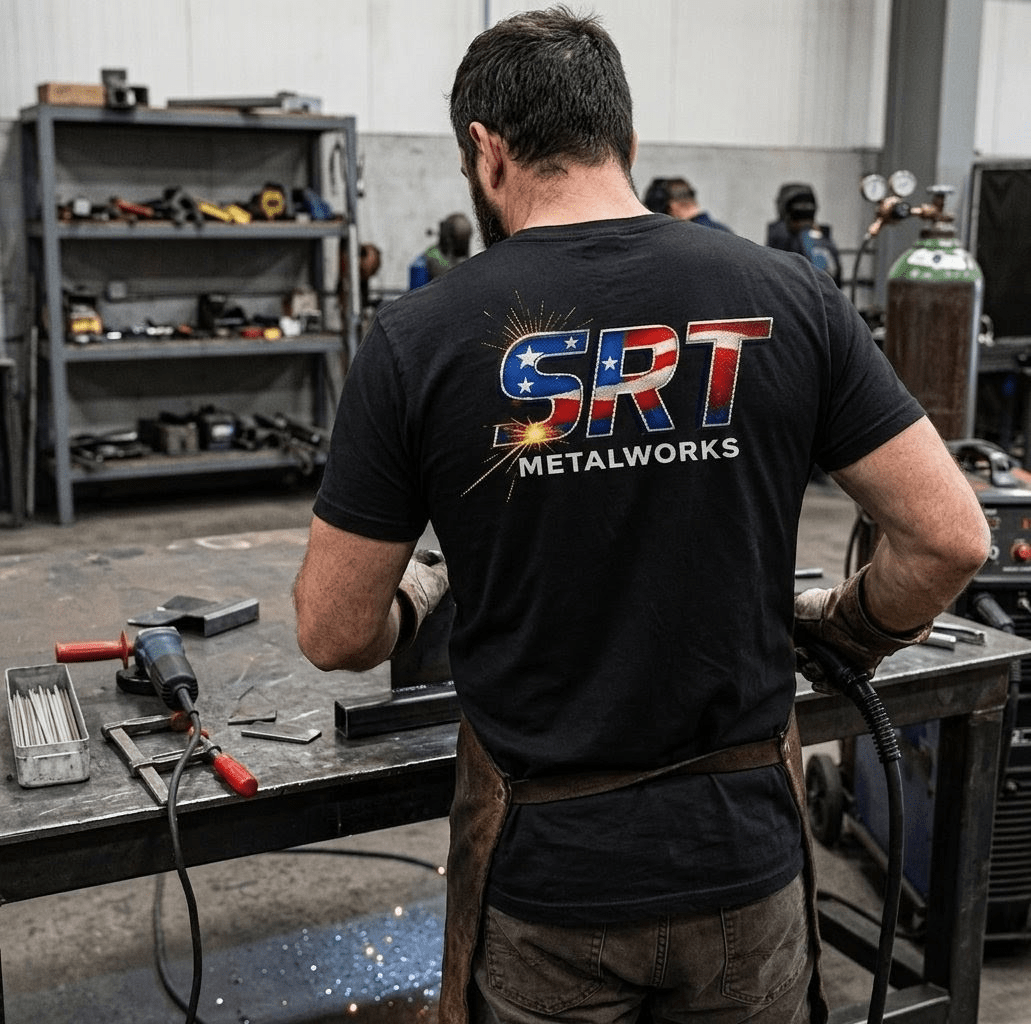 SRT Metalworks Short Sleeve T-Shirt Black, Full Back Logo - SRT Metalworks