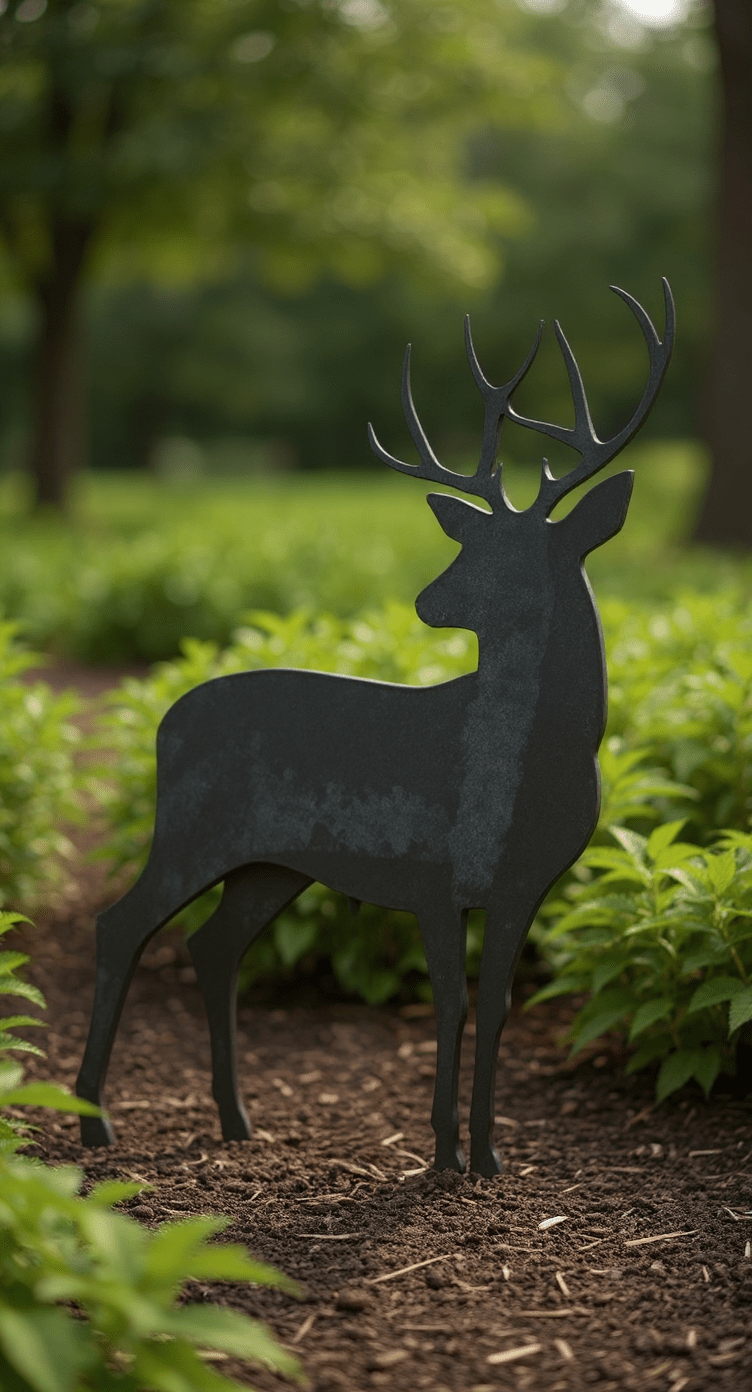 Standing Buck Yard Art 35x48, 14 - Gauge Steel, Bare Metal - SRT Metalworks