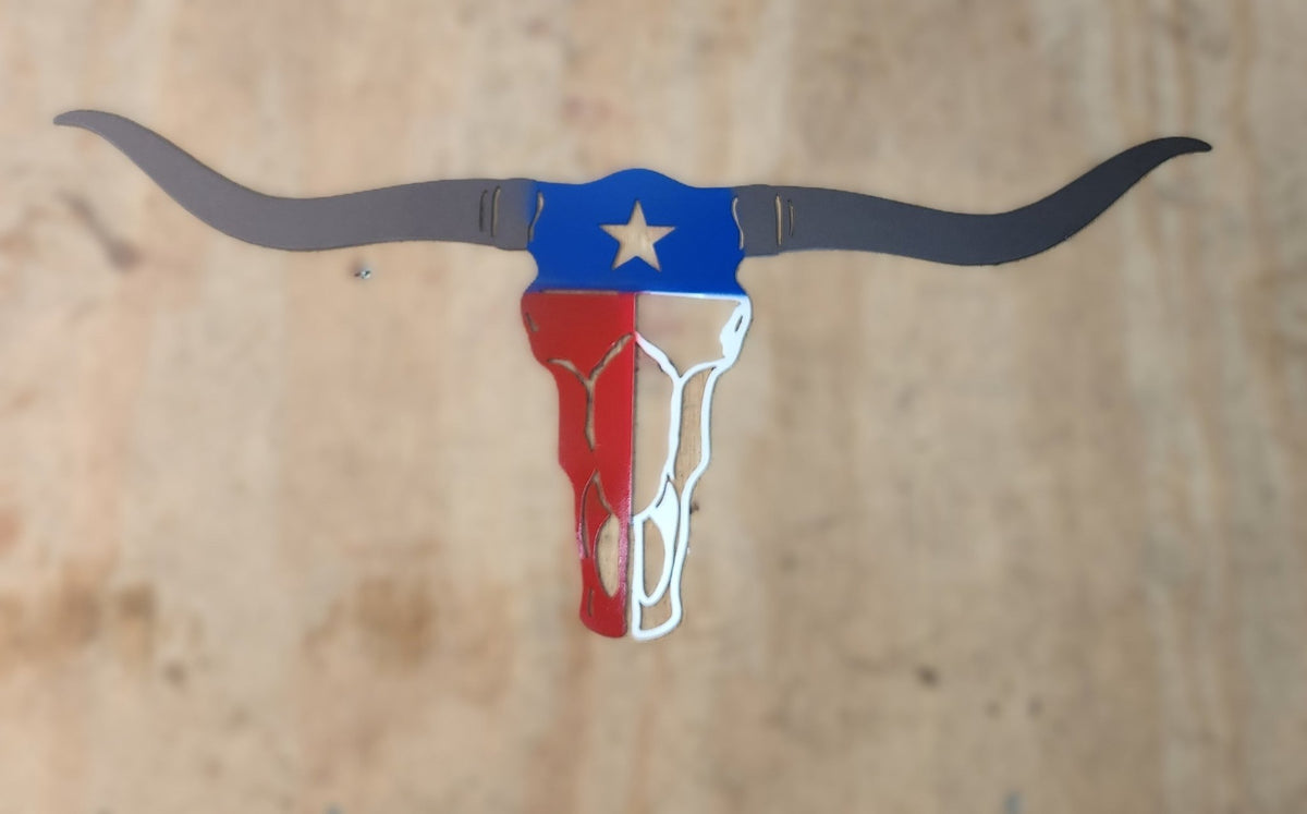 Texas Longhorn Metal Wall Art – Texas Flag Skull Design - SRT Metalworks