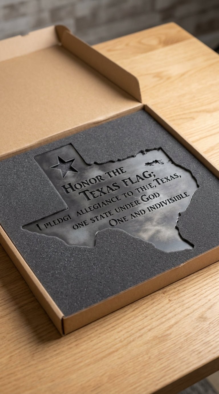 Texas Outline with Pledge – Hand - Painted 14 - Gauge Steel Wall Art - SRT Metalworks