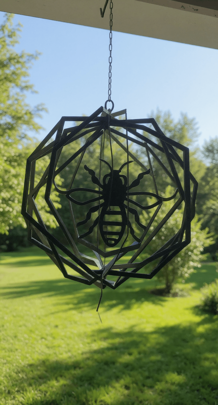 Wind Spinner 18x17 3 - D Bee, 14 - Gauge Steel, Hanging Swivel Included - SRT Metalworks