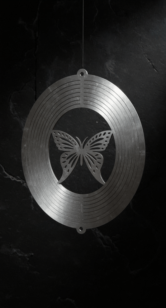 Wind Spinner 18x17 3 - D Butterfly, 14 - Gauge Steel, Hanging Swivel Included - SRT Metalworks