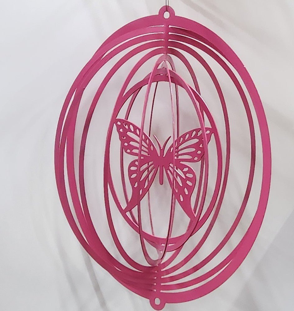 Wind Spinner 18x17 3-D Butterfly, 14-Gauge Steel, Hanging Swivel Included - SRT Metalworks