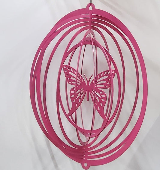 Wind Spinner 18x17 3-D Butterfly, 14-Gauge Steel, Hanging Swivel Included - SRT Metalworks