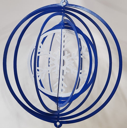 Wind Spinner 18x17 3-D Snowflake, 14-Gauge Steel, Hanging Swivel Included - SRT Metalworks