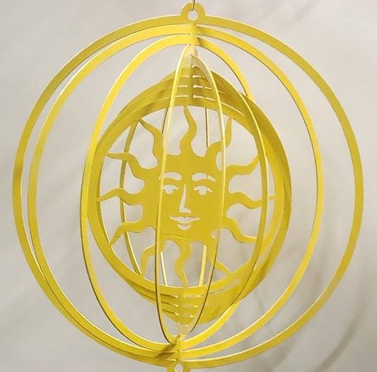 Wind Spinner 18x17 3-D Sun, 14-Gauge Steel, Hanging Swivel Included - SRT Metalworks