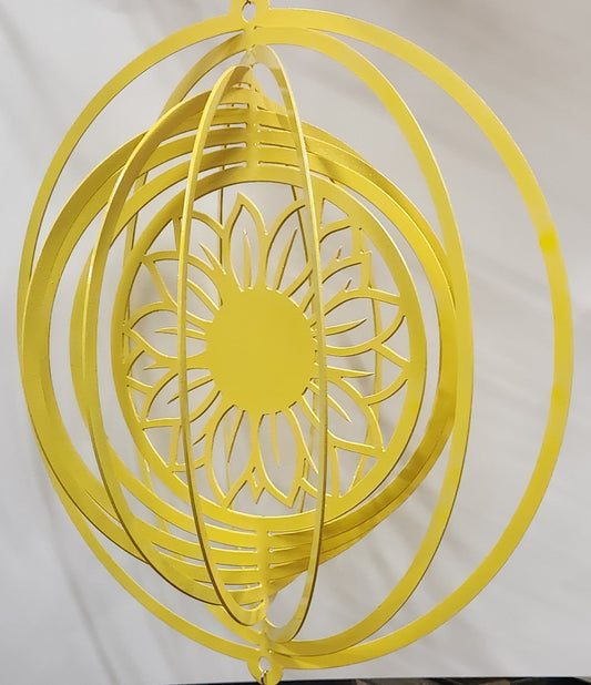 Wind Spinner 18x17 3-D Sunflower, 14-Gauge Steel, Hanging Swivel Included - SRT Metalworks