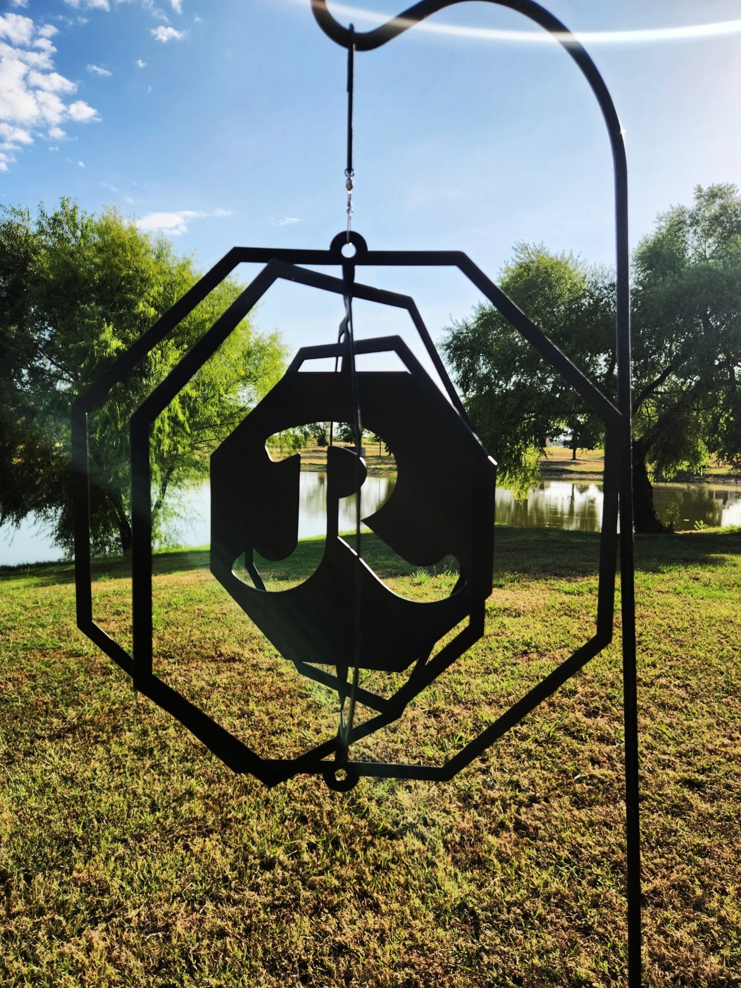 Wind Spinner 18x17 Custom Center Design, 14-Gauge Steel, Hanging Swivel Included - SRT Metalworks
